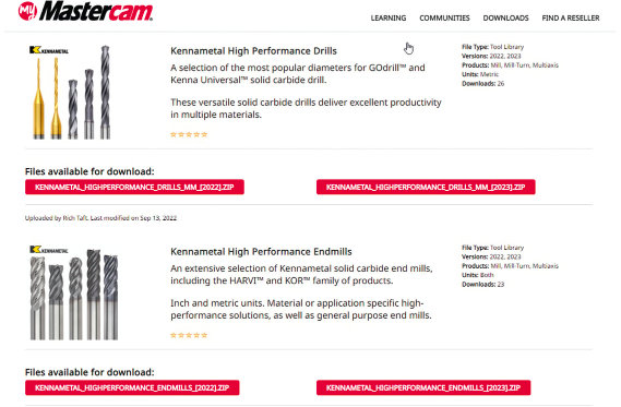 New Kennametal Tool Library Available for Mastercam